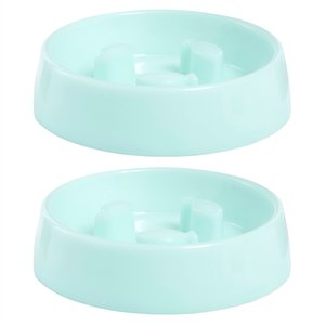 Frisco Fish Shaped Ridges Slow Feed Bowl, Light Blue, 1.25 cups, 2 count