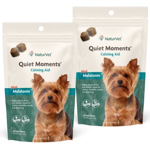 NaturVet Quiet Moments Plus Melatonin Soft Chews Calming Supplement for Dogs, 130 count