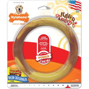 Nylabone Power Chew Smooth Ring Dog Chew Toy Bacon Cheeseburger, Large 