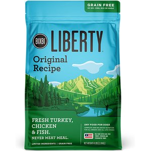 BIXBI Liberty Original Recipe Fresh Turkey, Chicken & Fish Grain-Free Dry Dog Food, 4-lb bag