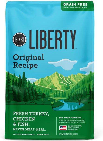 BIXBI Liberty Original Recipe Fresh Turkey, Chicken & Fish Grain-Free Dry Dog Food, 22-lb bag slide 1 of 3