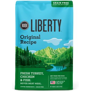 BIXBI Liberty Original Recipe Fresh Turkey, Chicken & Fish Grain-Free Dry Dog Food, 22-lb bag