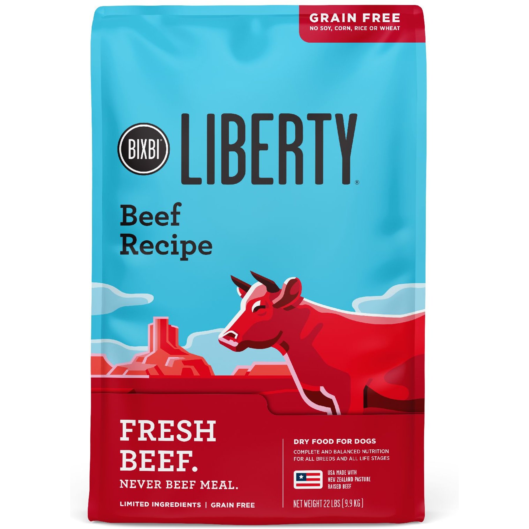 BIXBI Liberty Beef Recipe Grain Free Dry Dog Food 22 lb bag