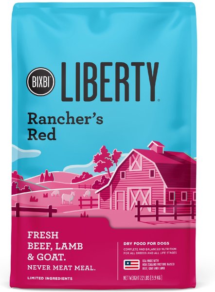BIXBI Liberty Rancher's Red Fresh Beef, Lamb & Goat Dry Dog Food, 22-lb bag slide 1 of 3