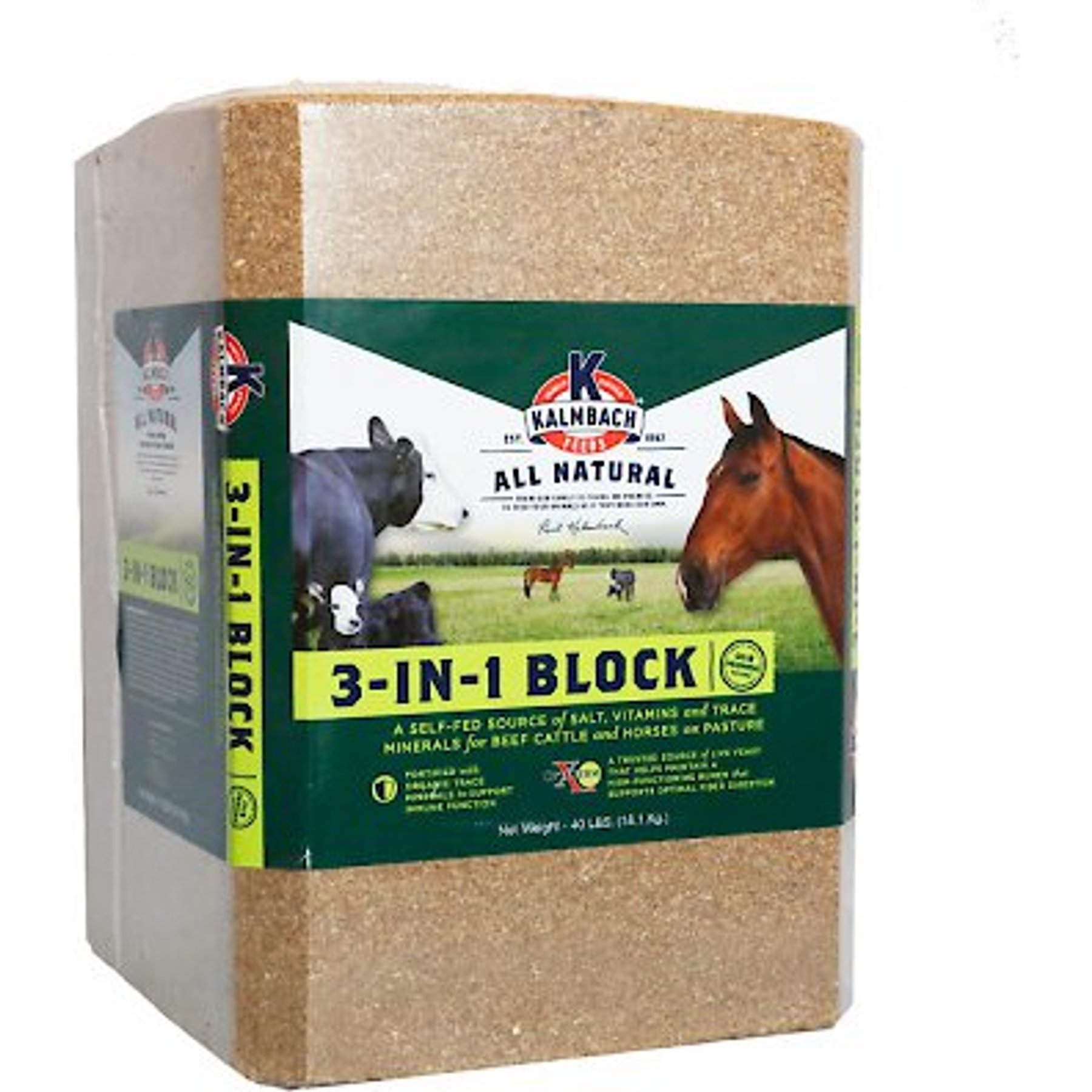 KALMBACH FEEDS 3in1 Vitamin & Mineral Block Horse Salt Lick, 40lb