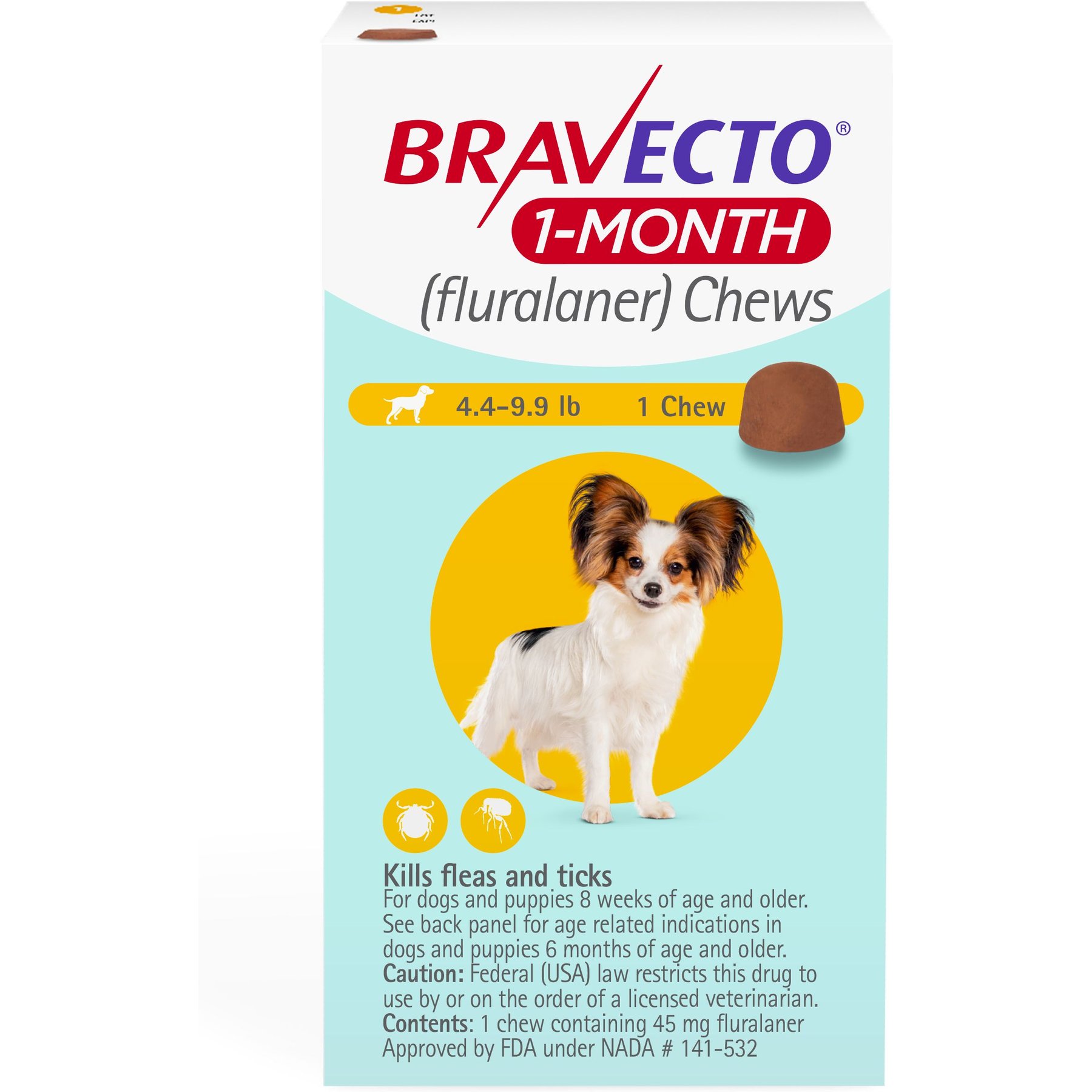 Buy Bravecto Topical For X-Small Dogs (4.4 - 9.9 Lbs) Yellow 1 Dose