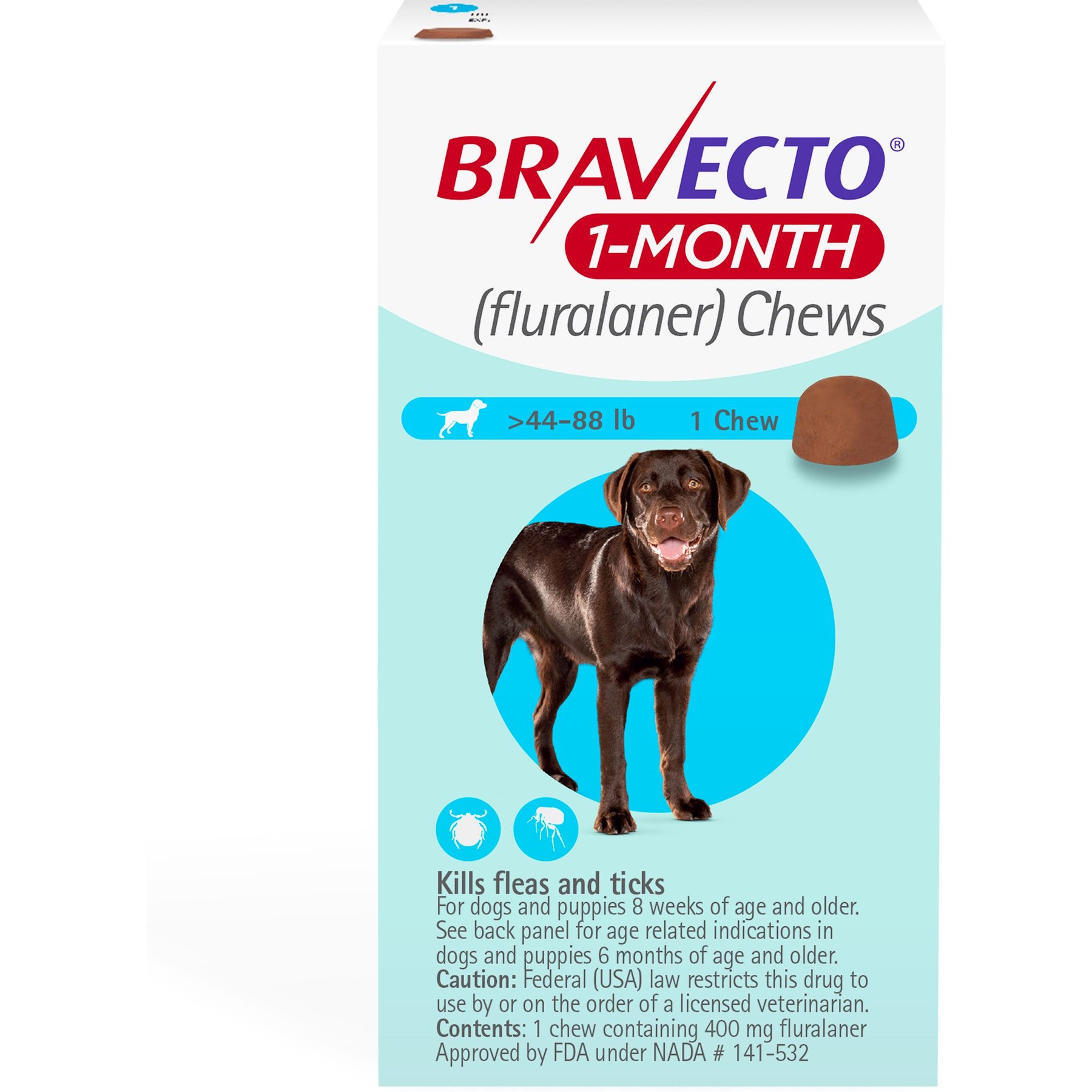 Bravecto 1-Month Chews for Dogs 4.4-9.9lbs, 1 Month Supply