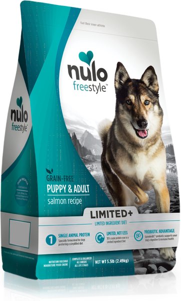 Nulo Freestyle Limited+ Salmon Recipe Grain-Free Puppy & Adult Dry Dog Food, 5.5-lb bag slide 1 of 9