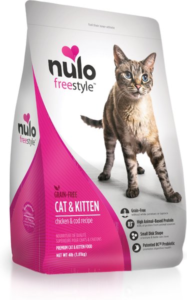Nulo Freestyle Chicken & Cod Recipe Grain-Free Dry Cat & Kitten Food, 4-lb bag slide 1 of 3