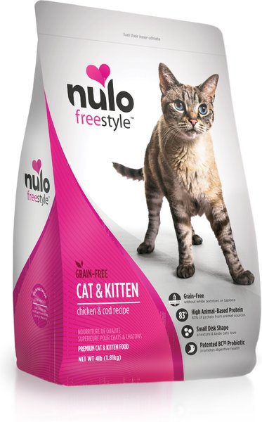 Nulo Freestyle Chicken & Cod Recipe Grain-Free Dry Cat & Kitten Food, 4-lb bag slide 1 of 10