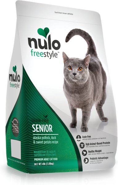 Nulo Freestyle Senior Alaska Pollock, Duck & Sweet Potato Recipe Grain-Free Dry Cat Food, 4-lb bag slide 1 of 2
