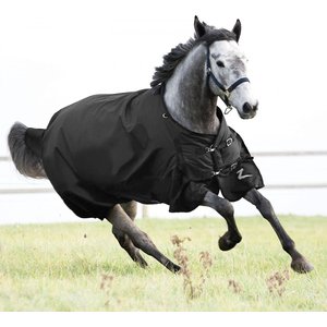 Horze Equestrian Nevada Medium Weight Turnout Horse Blanket, Black, 63-in