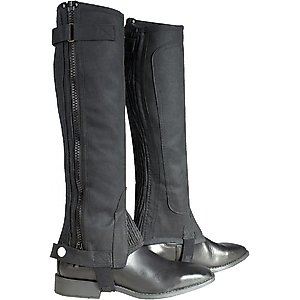 Horze Equestrian Ribbed Amara Half Chaps, Black, X-Large