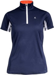 Horze Equestrian Women's Trista Short Sleeved Sun Shirt, Peacoat Dark Blue & Grenadine Red, 8 slide 1 of 2