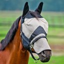 Horze Equestrian Long Nose Horse Fly Mask, Light Brown & Black, Cob