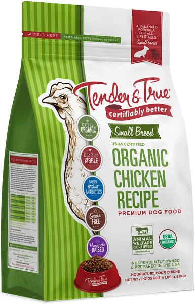 Tender & True Organic Chicken Recipe Small Breed Grain-Free Dry Dog Food, 4-lb bag slide 1 of 5