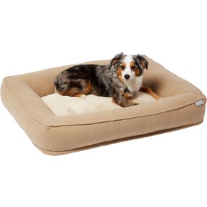 Frisco Heathered Woven Orthopedic Rectangular Bolster Dog Bed w/Removable Cover, Tan, Large