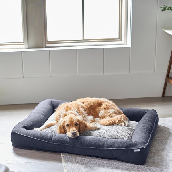 Frisco Faux Felt Orthopedic Rectangular Bolster Dog Bed w/Removable Cover, Gray, Large slide 1 of 5