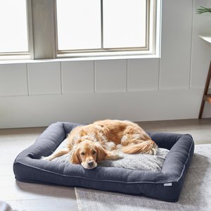 Frisco Heathered Woven Orthopedic Rectangular Bolster Dog Bed w/Removable Cover, Gray, X-Large