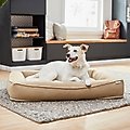 Frisco Heathered Woven Orthopedic Rectangular Bolster Dog Bed w/Removable Cover, Tan, XX-Large