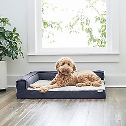 Frisco Heathered Woven Orthopedic Corner Sofa Bolster Dog Bed w/Removable Cover, Gray, Large