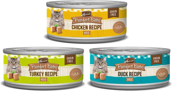 Merrick Purrfect Bistro Poultry Recipes Variety Pack Grain-Free Wet Cat Food, 5.5-oz can, case of 24 slide 1 of 9