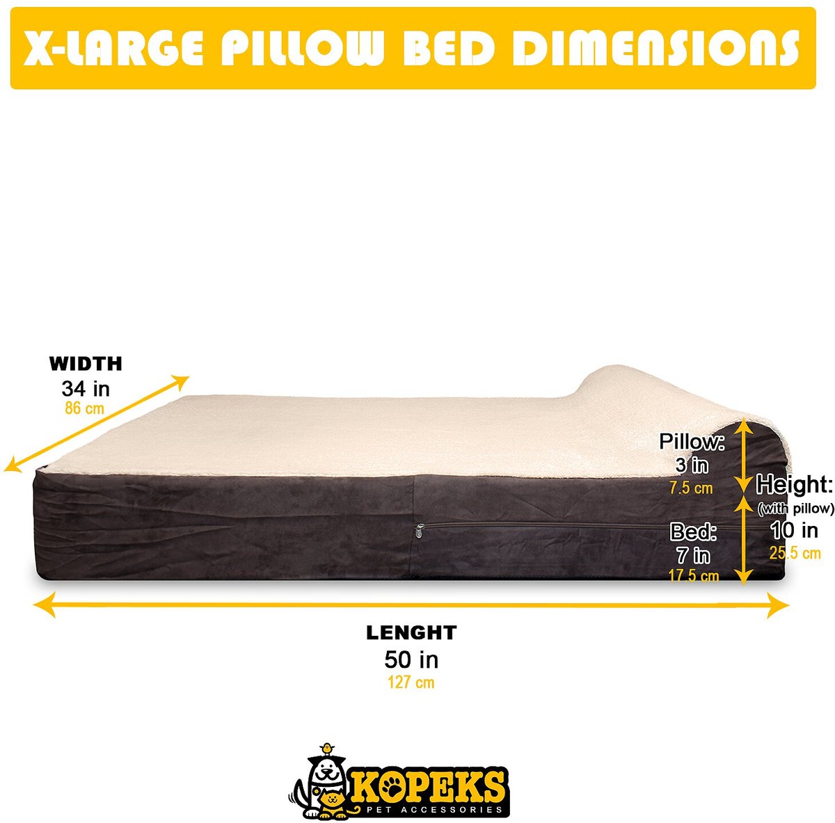 Kopeks orthopedic memory foam best sale with pillow dog bed