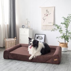 KOPEKS Orthopedic Sofa Dog Bed with Removable Cover, Brown, X-Large