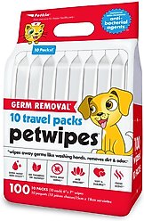 Petkin Germ Removal Travel Pack Vanilla Scented Dog & Cat Wipes, 100 count