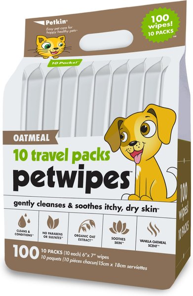 Petkin Oatmeal Travel Pack Vanilla Scented Dog & Cat Wipes, 100 count slide 1 of 1
