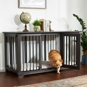 Frisco "Broadway" Dog Crate Credenza & Mat Kit, Black, 53 x 24.3 x 28 inches