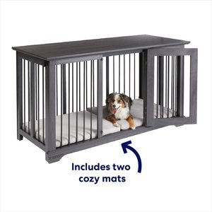 Frisco "Broadway" Dog Crate Credenza & Mat Kit, Black, 53 x 24.3 x 27.2 inches