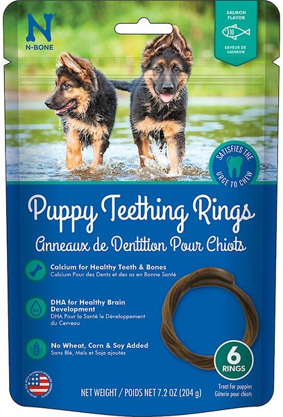 N-Bone Puppy Teething Rings Salmon Flavor Dog Treats, 6 count slide 1 of 2