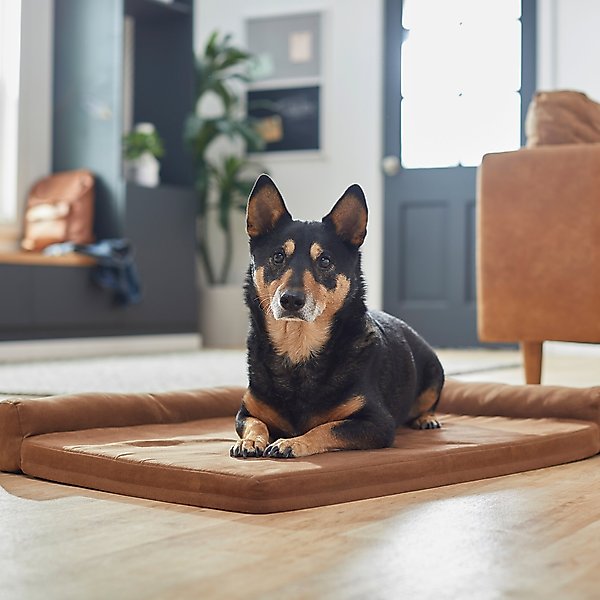 Frisco Corner Bolster Orthopedic Dog Crate Mat, Brown, 54-in slide 1 of 7