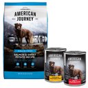 x - American Journey Salmon & Sweet Potato Recipe Grain-Free Dry Dog Food, 24-lb bag & American Journey Stews Poultry & Beef Variety Pack Grain-Free Canned Dog Food, 12.5-oz, case of 12