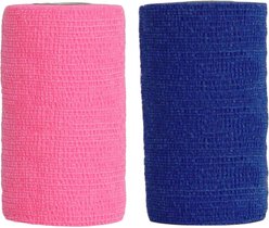 Andover Healthcare CoFlex Vet Horse, Dog & Cat Bandage, Neon Pink, 4-in & Andover Healthcare CoFlex Vet Horse, Dog & Cat Bandage, Blue, 4-in