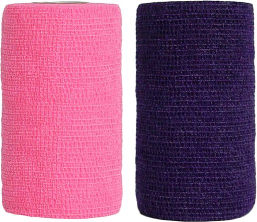 Andover Healthcare CoFlex Vet Horse, Dog & Cat Bandage, Neon Pink, 4-in & Andover Healthcare CoFlex Vet Horse, Dog & Cat Bandage, Purple, 4-in
