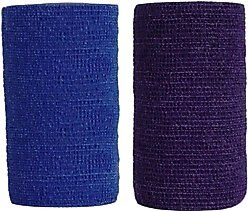 Andover Healthcare CoFlex Vet Horse, Dog & Cat Bandage, Purple, 4-in & Andover Healthcare CoFlex Vet Horse, Dog & Cat Bandage, Blue, 4-in