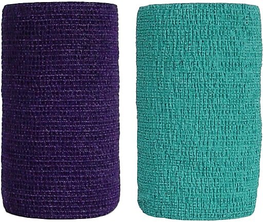 Andover Healthcare CoFlex Vet Horse, Dog & Cat Bandage, Purple, 4-in & Andover Healthcare CoFlex Vet Horse, Dog & Cat Bandage, Teal, 4-in