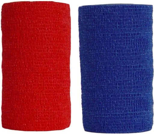 Andover Healthcare CoFlex Vet Horse, Dog & Cat Bandage, Red, 4-in & Andover Healthcare CoFlex Vet Horse, Dog & Cat Bandage, Blue, 4-in