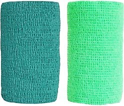 Andover Healthcare CoFlex Vet Horse, Dog & Cat Bandage, Teal, 4-in & Andover Healthcare CoFlex Vet Horse, Dog & Cat Bandage, Neon Green, 4-in
