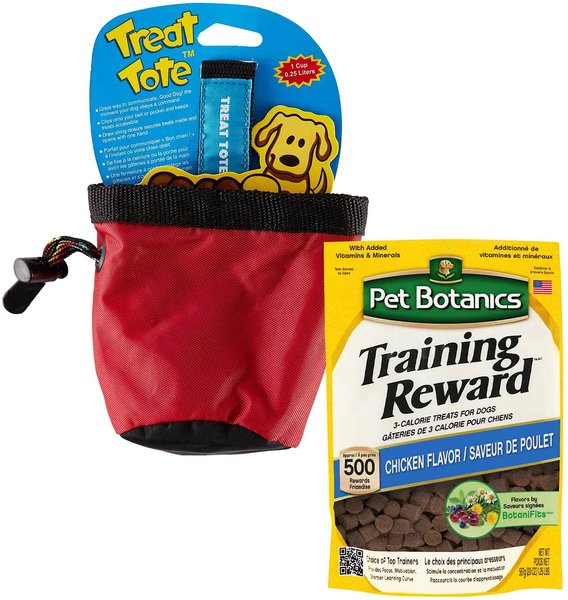 Chuckit! Treat Tote, Color Varies, Small & Pet Botanics Training Rewards Chicken Flavor Dog Treats slide 1 of 4