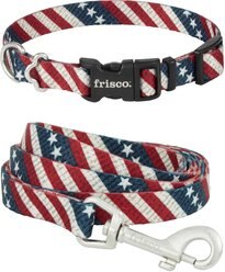 Frisco American Flag Dog Leash, Small: 6-ft long, 5/8-in wide & Frisco American Flag Dog Collar, Small: 10 to 14-in neck, 5/8-in wide slide 1 of 5
