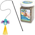 Frisco Bird Teaser with Feathers Cat Toy, Blue & OurPets Cosmic Catnip