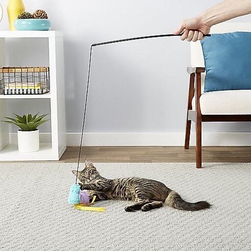 Frisco Bird Teaser with Feathers Cat Toy, Blue & OurPets Cosmic Catnip