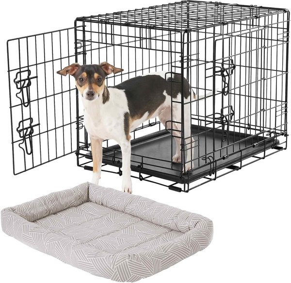 Frisco Fold & Carry Double Door Collapsible Wire Dog Crate, 24 inch & Frisco Gray Basket Weave Dog Crate Mat, 24-in slide 1 of 4