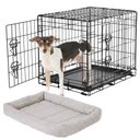 Frisco Fold & Carry Double Door Collapsible Wire Dog Crate, 24 inch & Frisco Gray Basket Weave Dog Crate Mat, 24-in