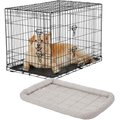 Frisco Fold & Carry Double Door Collapsible Wire Dog Crate, 36 inch & Frisco Gray Basket Weave Dog Crate Mat, 36-in