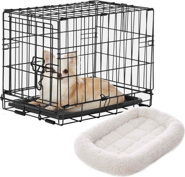 Frisco Fold & Carry Single Door Collapsible Wire Dog Crate, 18 inch & Frisco Quilted Dog Crate Mat, Ivory, 18-in slide 1 of 5