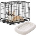 Frisco Fold & Carry Single Door Collapsible Wire Dog Crate, 18 inch & Frisco Quilted Dog Crate Mat, Ivory, 18-in